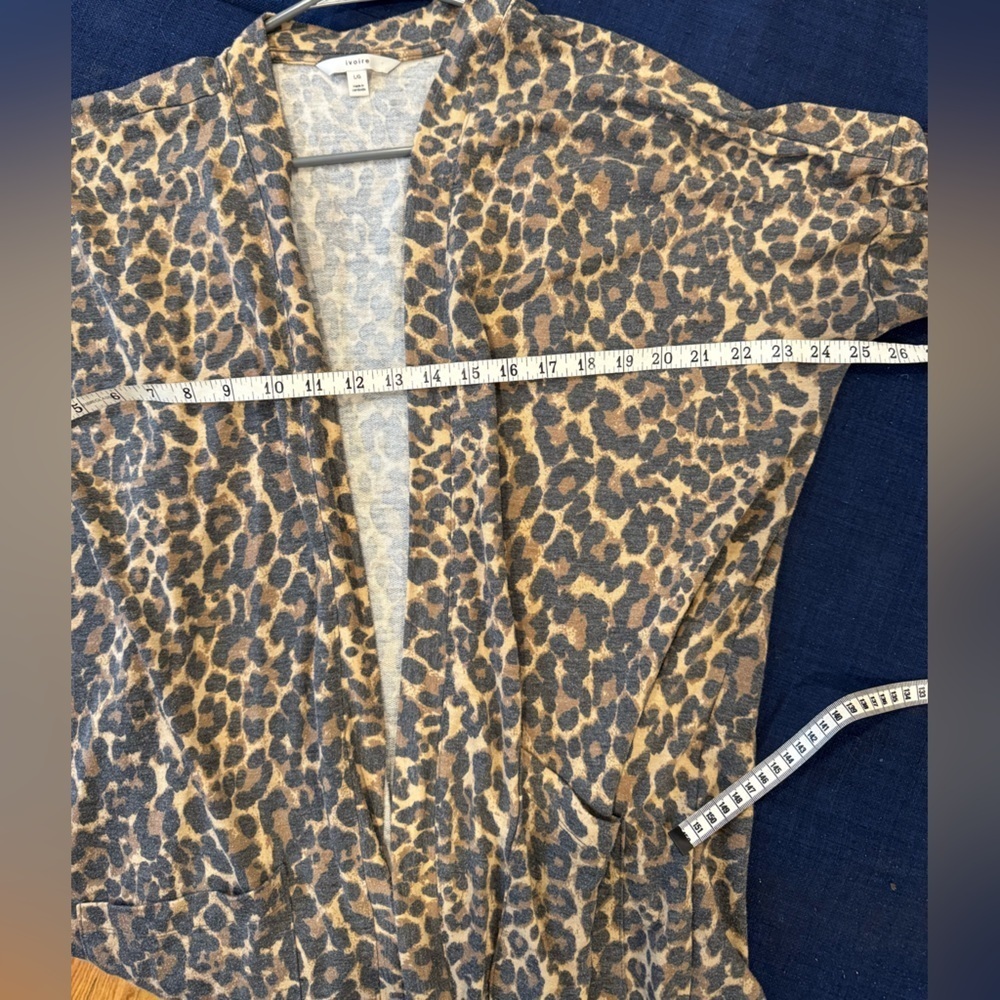 Ivoire Leopard Print Open Front Cardigan Sweater size Large - Picture 8 of 8